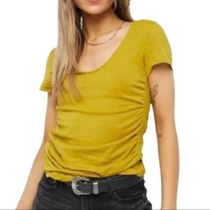 NEW Free People Lush Lime Ruched Selina T-Shirt XS